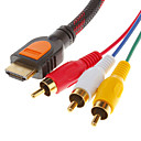 1.5M 5FT HDMI V1.3 Male to 3RCA Male Video Audio AV Cable