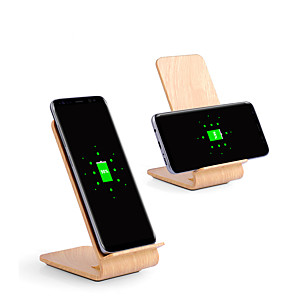 10w snelle draadloze oplader houten beugel voor iphone xs iphone xr xs max iphone 8 samsung s9 plus s8 notitie 8 of ingebouwde qi-ontvanger slimme telefoon