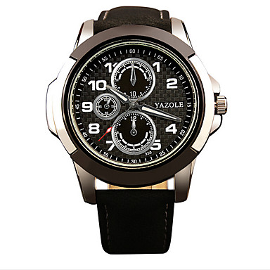 350 YAZOLE Fashion Men's Business Sport Watch Leather Strap Blue Ray Glass Noctilucent Analog Quartz Wrist Watches
